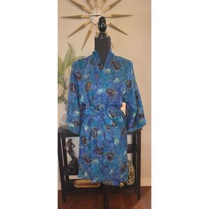Vintage Inner Most Blue Floral Kimono Robe – Size Small